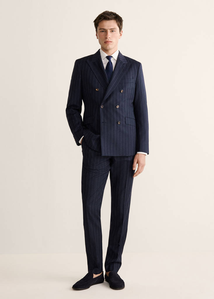 Venice suit jacket 100% wool stripes — Navy