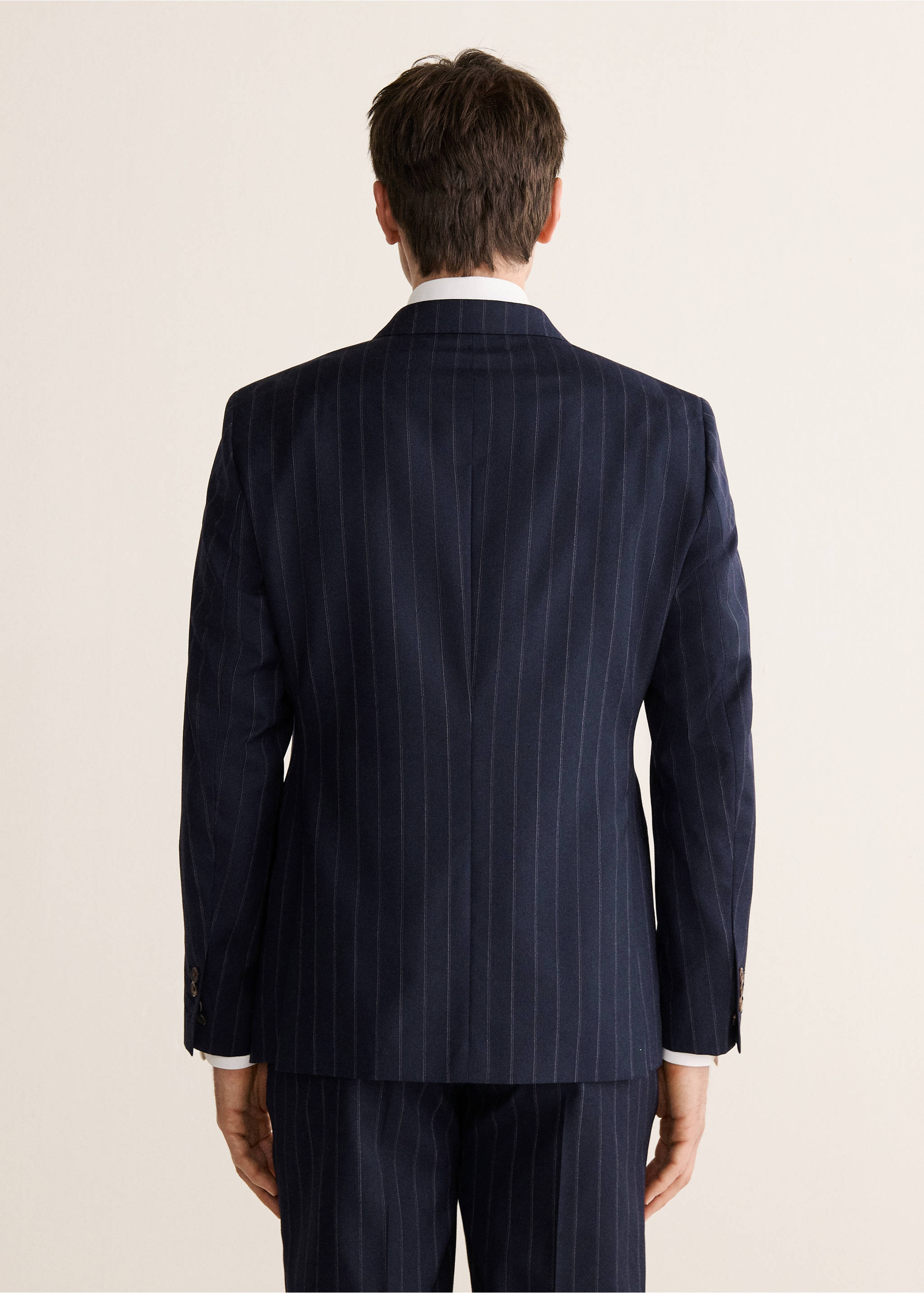 Veste de costume Venise 100 % laine à rayures - Verso de l’article, Bleu marine. Ref: 27038272-00.