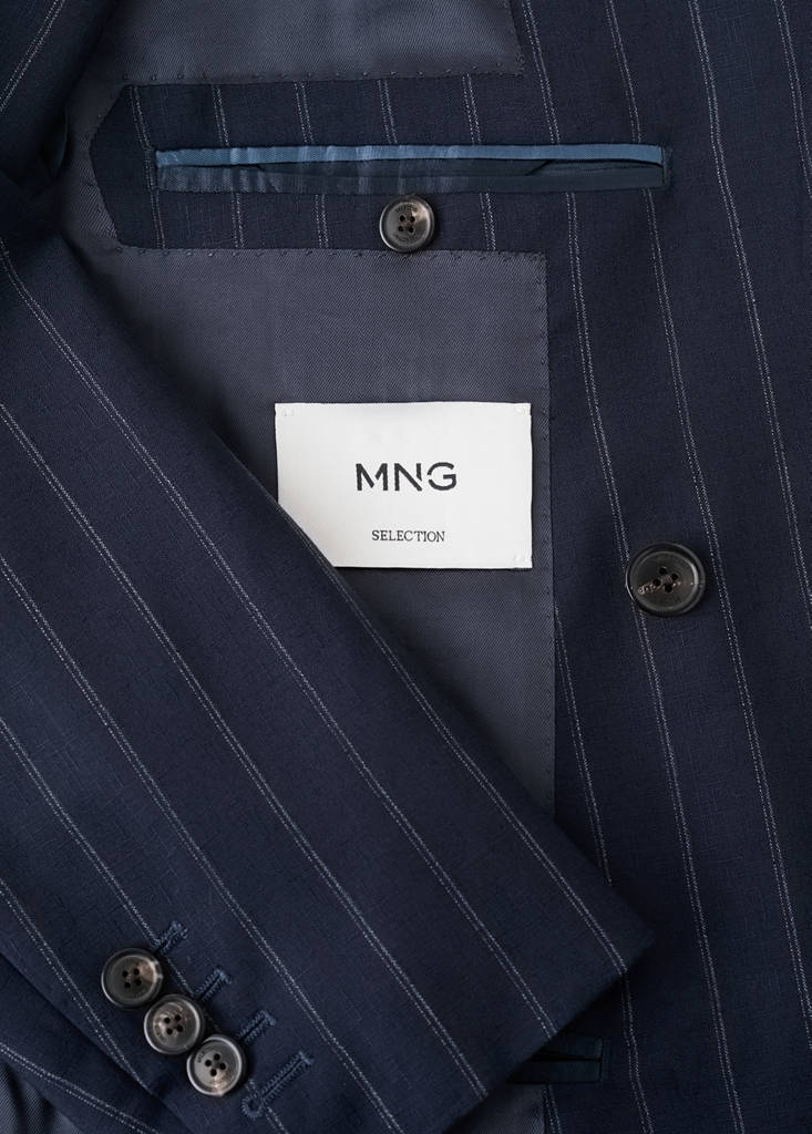 Venice suit jacket 100% wool stripes — Navy