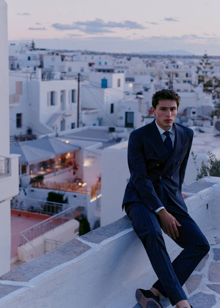 Venice suit jacket 100% wool stripes — Navy