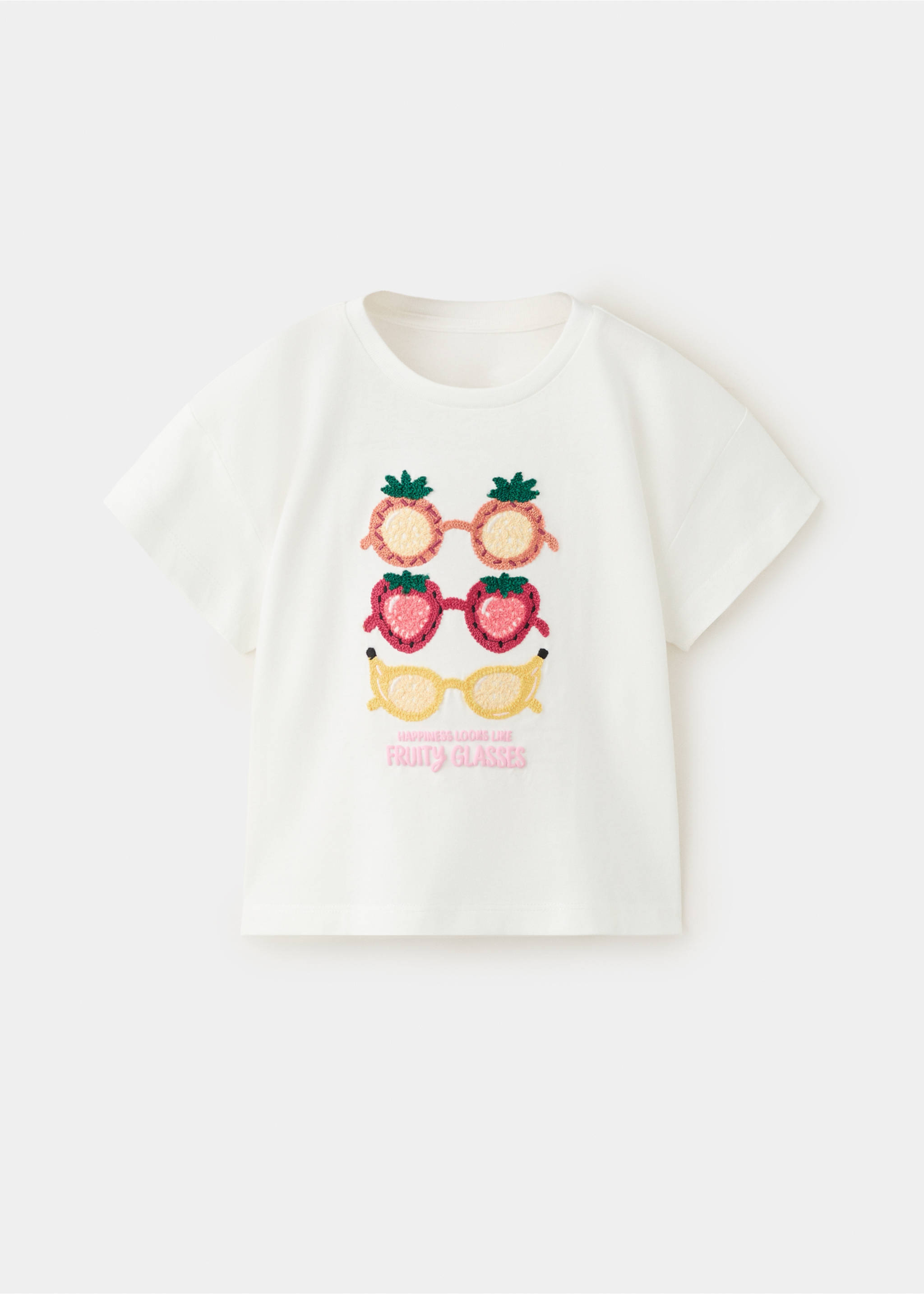 Bawełniany wzorzysty t-shirt - Artykuł bez modela/modelki, Złamana biel. Ref: 27038276-00.