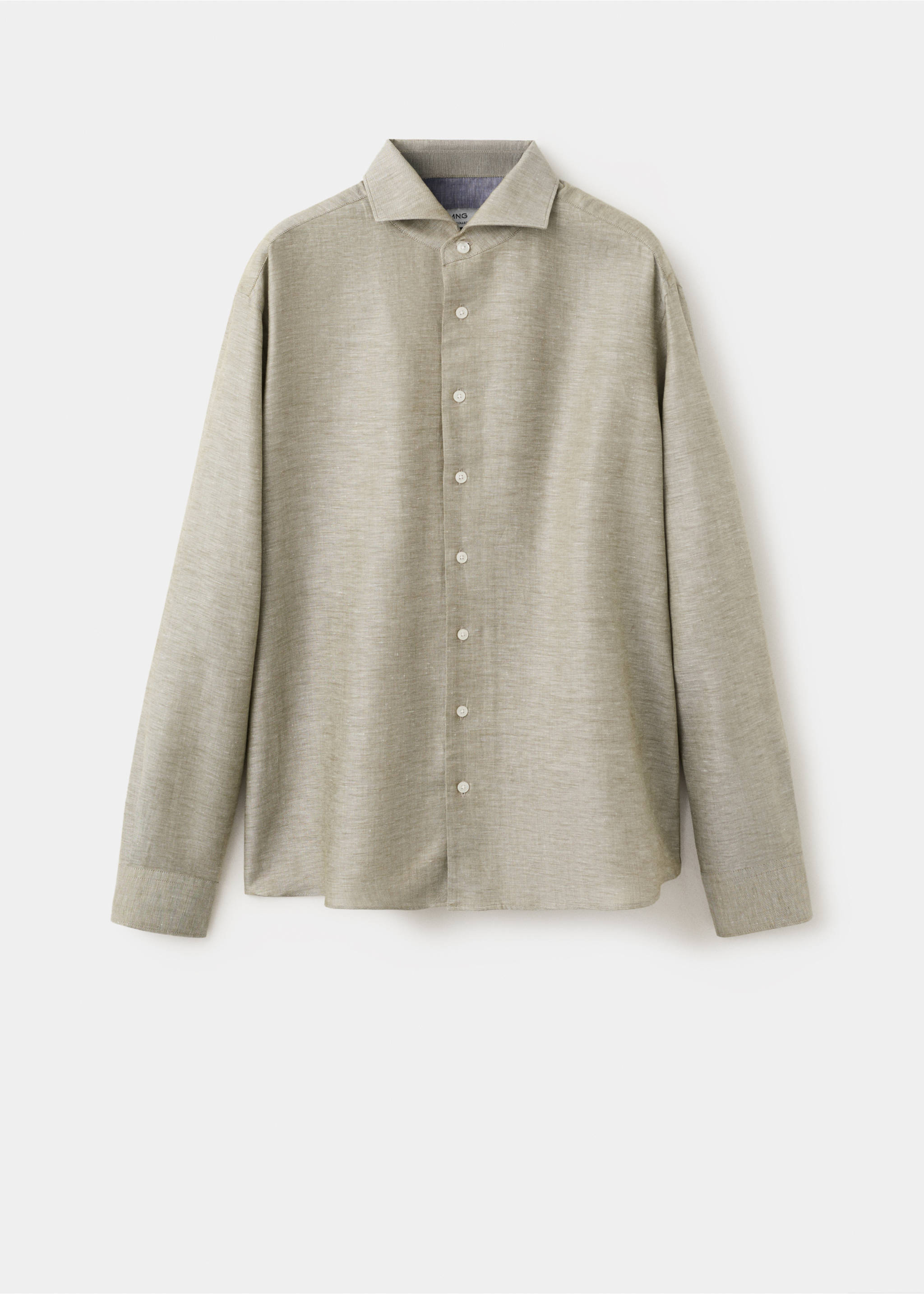 常规版型亚麻衬衫 - null, 绿色. Ref: 27038277-00.