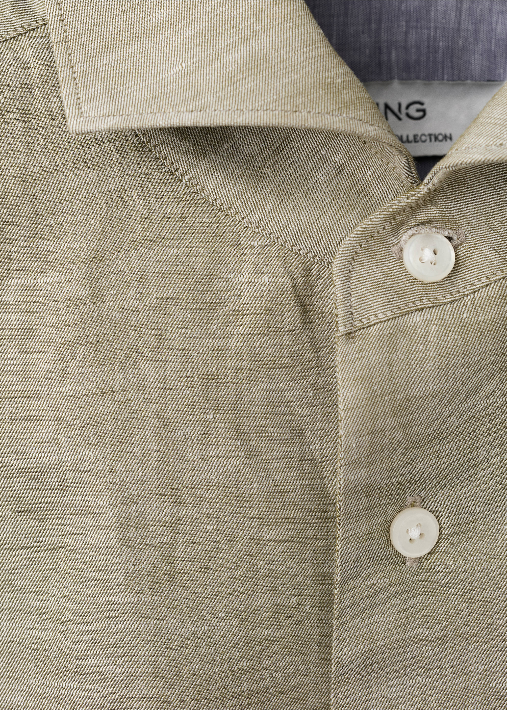 常规版型亚麻衬衫 - null, 绿色. Ref: 27038277-00.