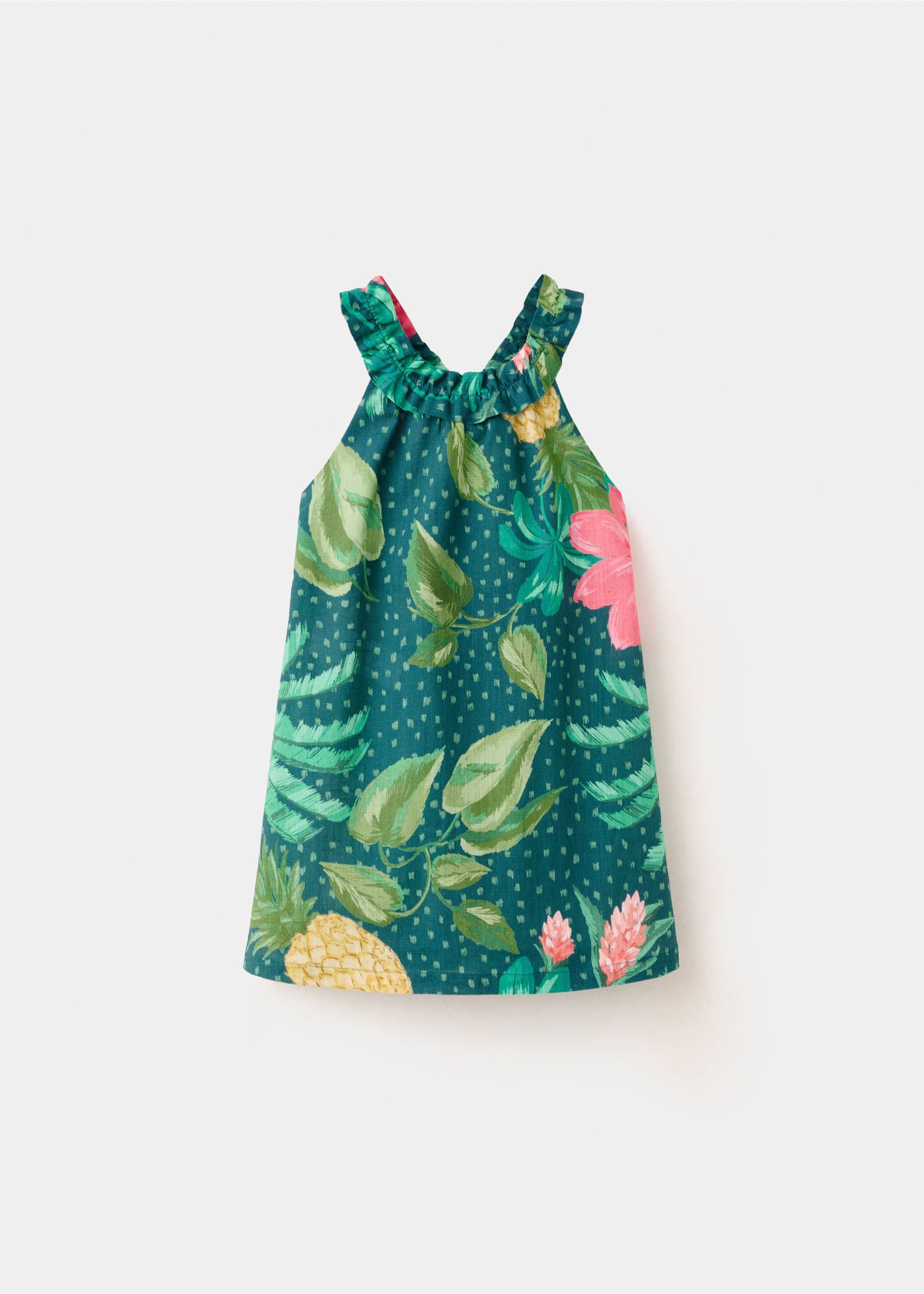 فستان قطني مطبوع - منتج دون نموذج, أخضر. Ref: 27038278-00.