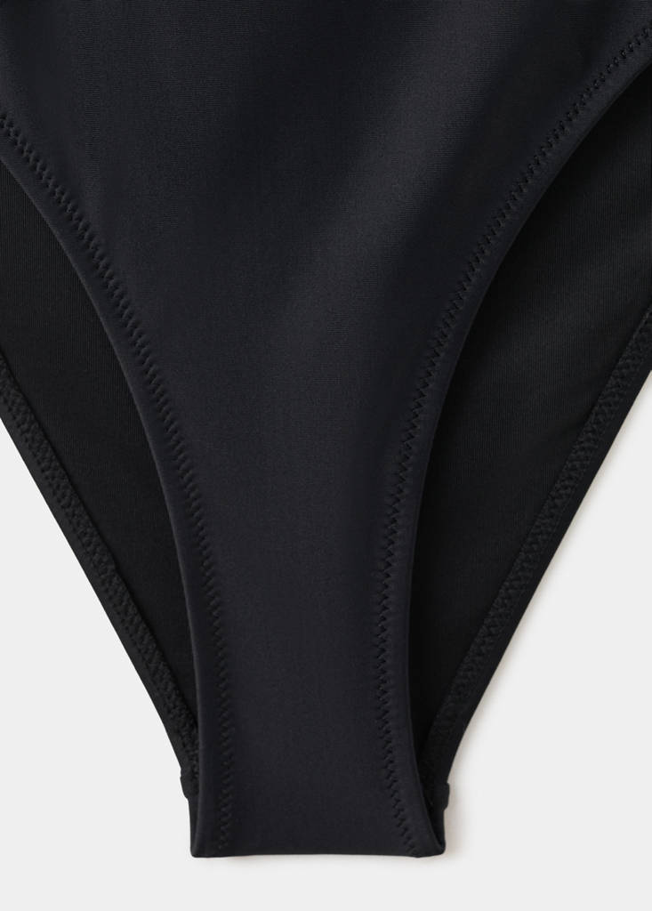 Halter swimsuit with stitching detail — Black