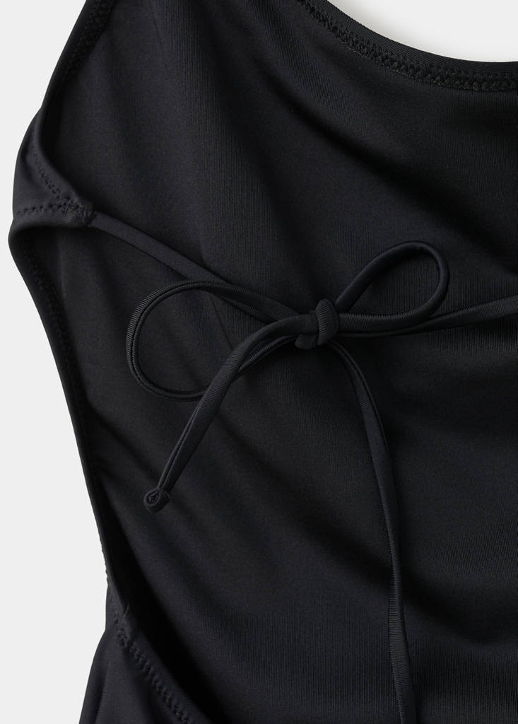 Halter swimsuit with stitching detail — Black