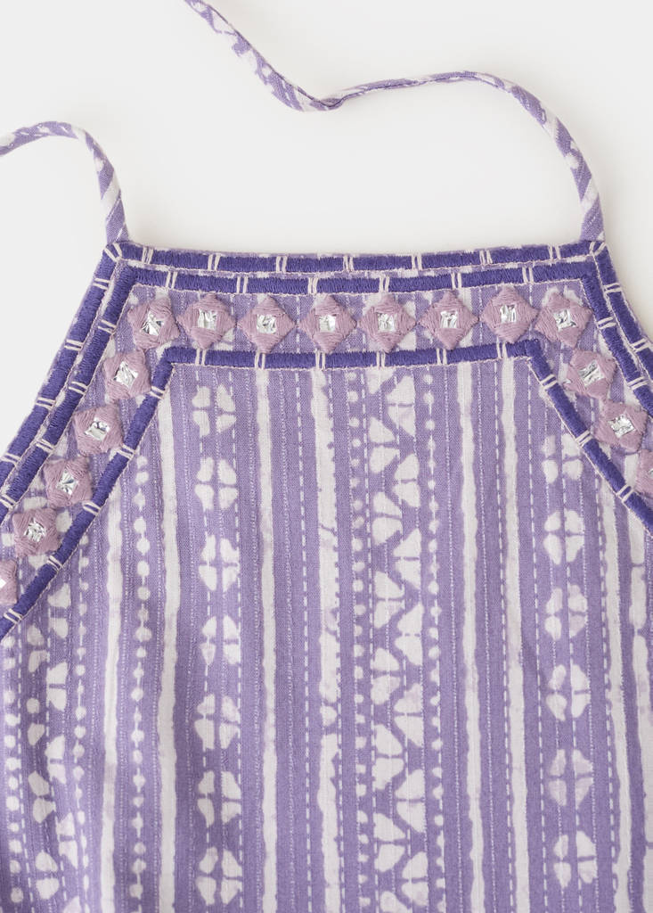 Printed halter-neck cropped top — Light/Pastel Purple