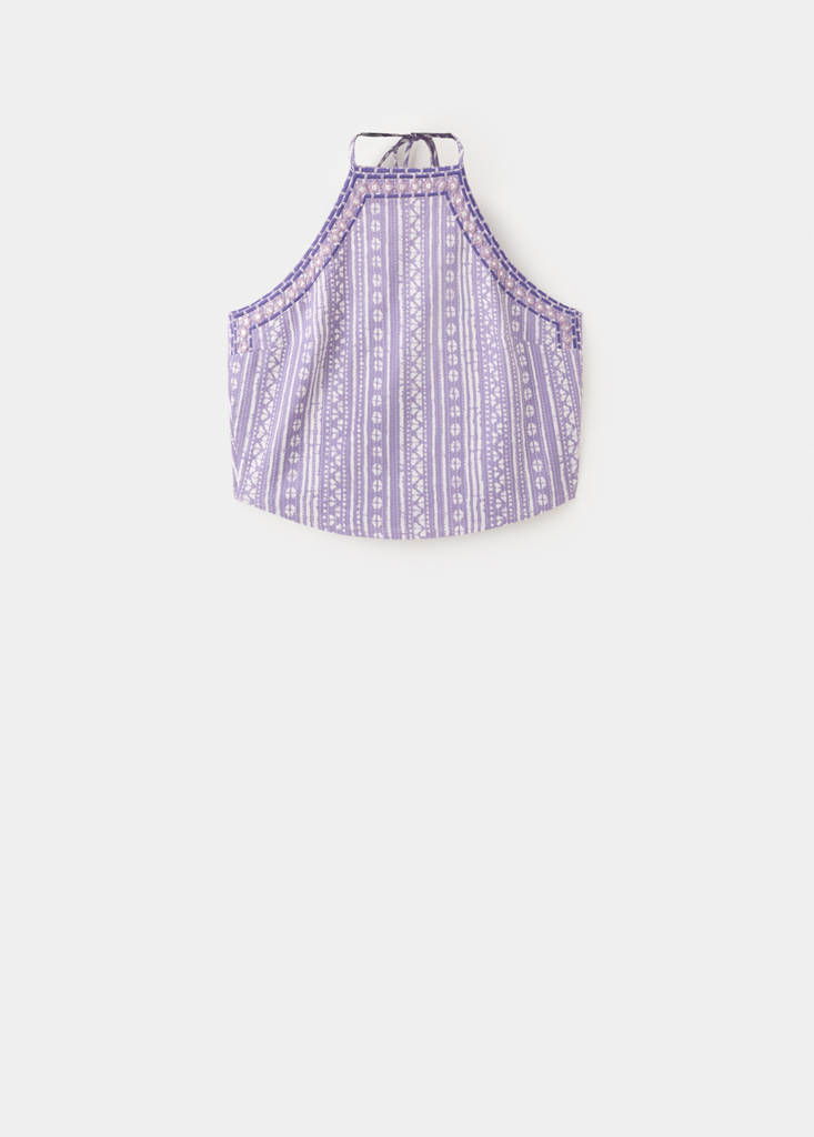 Printed halter-neck cropped top — Light/Pastel Purple