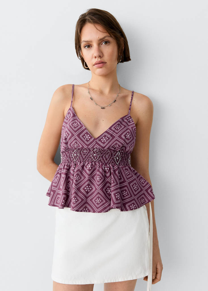 Printed strap top — Light/Pastel Purple