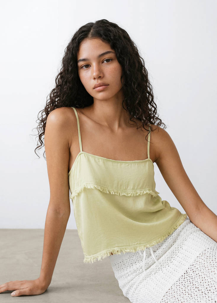 Frayed edges top — Lime