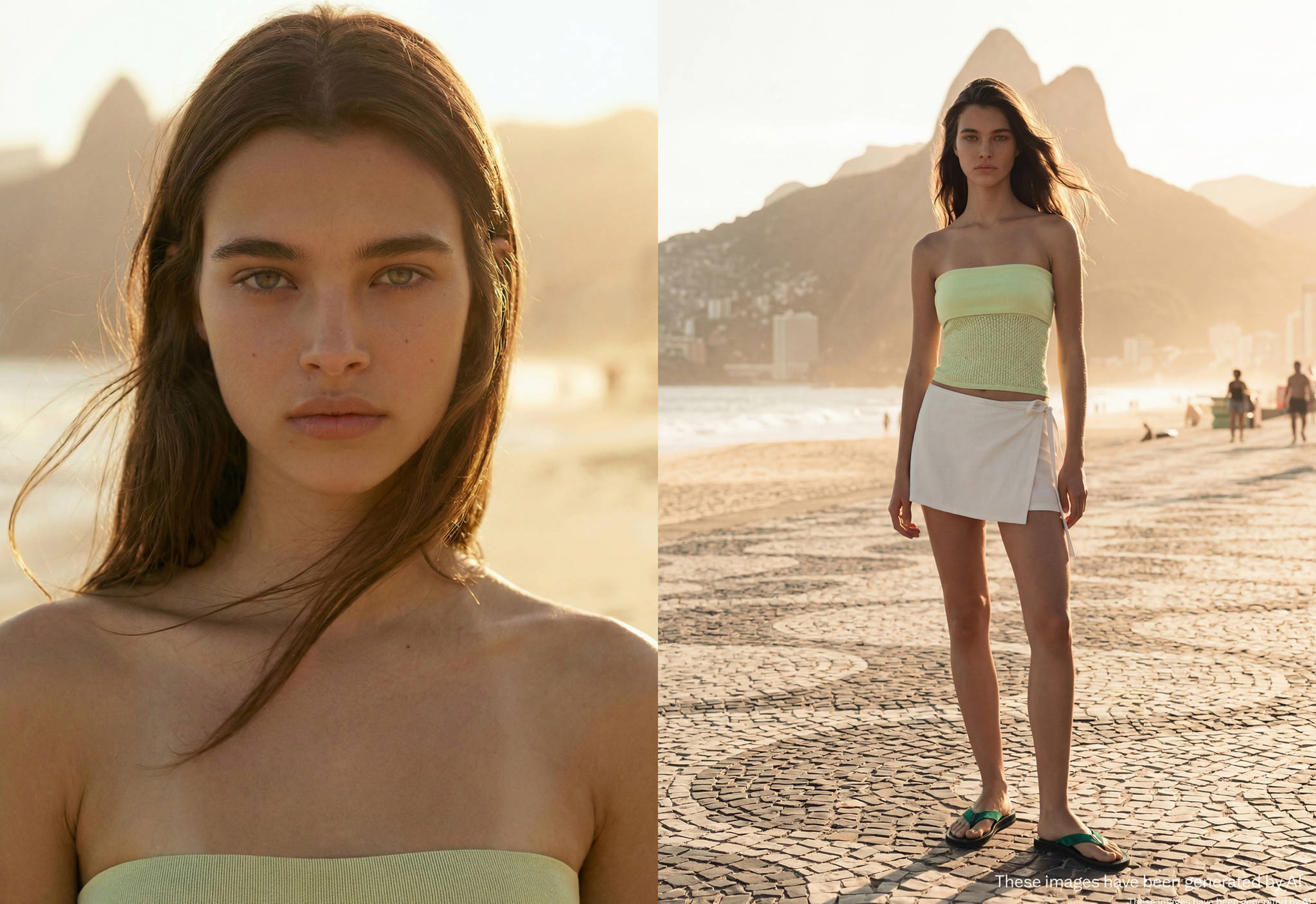 Crochet knit strapless top - Panoramic plane