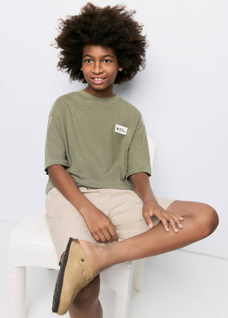 Oversized cotton-linen T-shirt — Dark Green