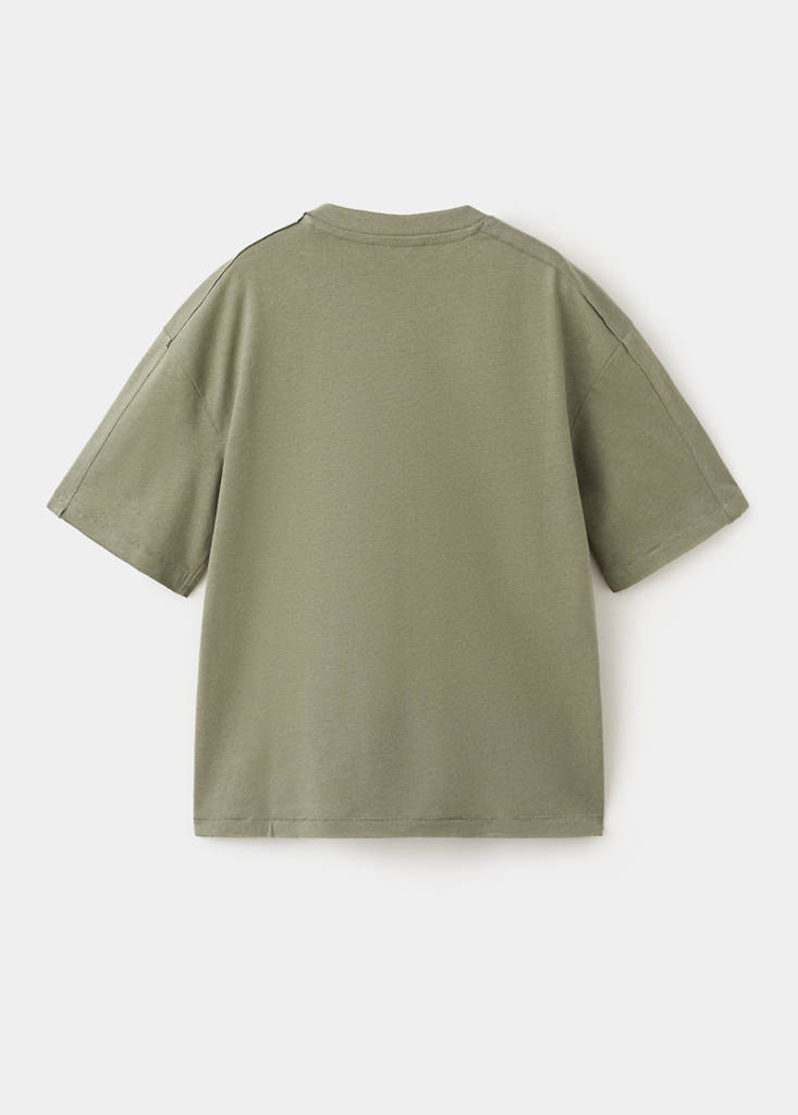 Oversized cotton-linen T-shirt — Dark Green