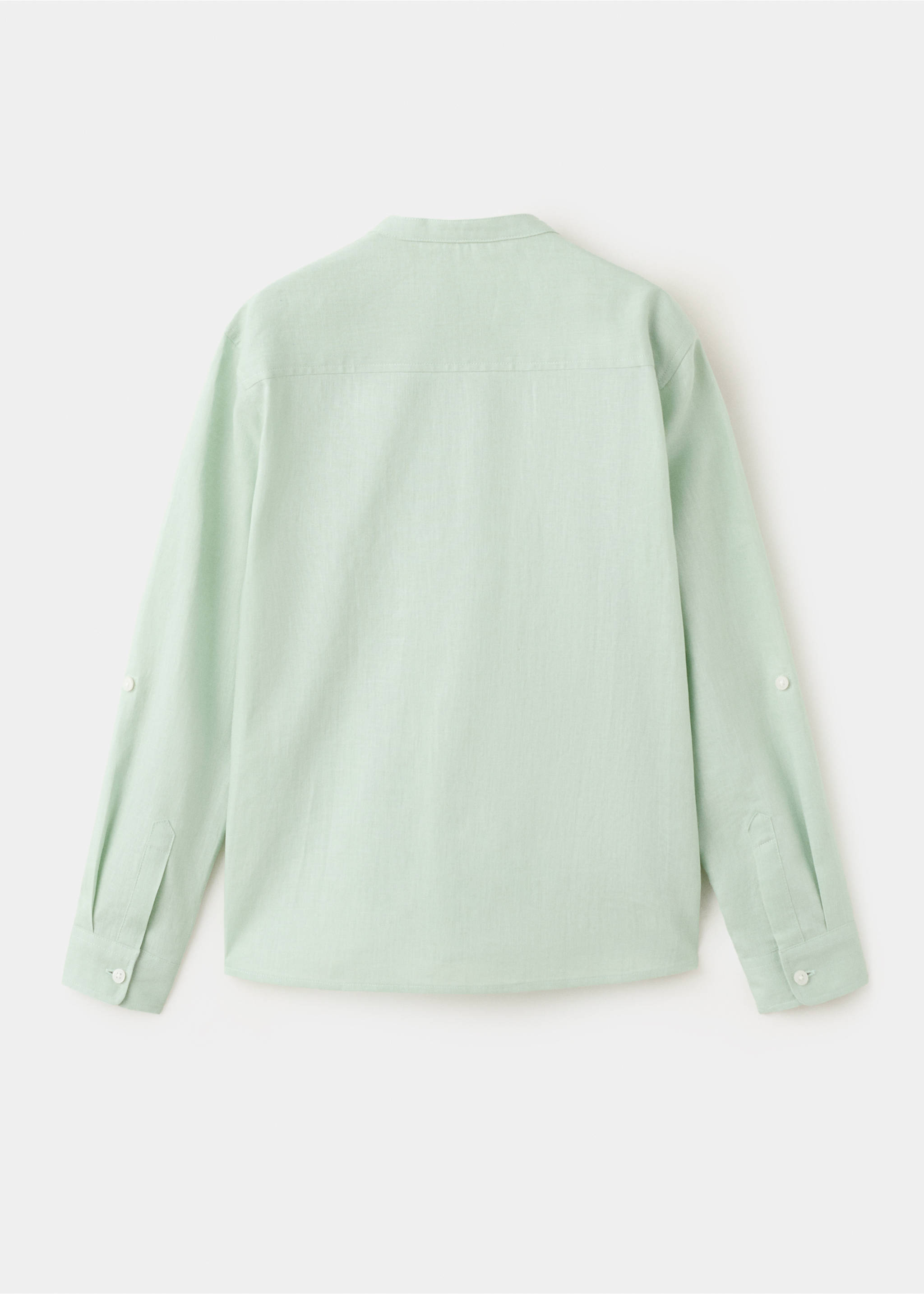 Chemise coton et lin - Verso de l’article, Vert foncé. Ref: 27038659-00.