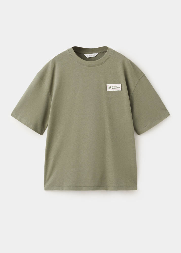 Oversized cotton-linen T-shirt — Dark Green