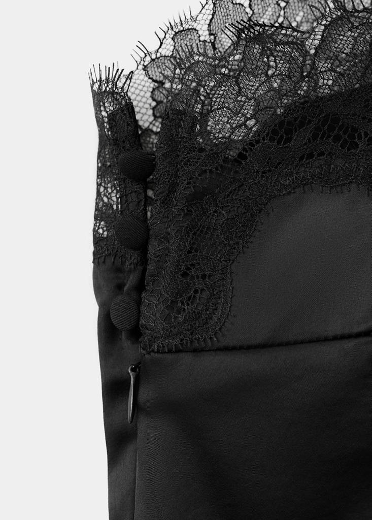 Jumpsuit with combined lace and knit — Black