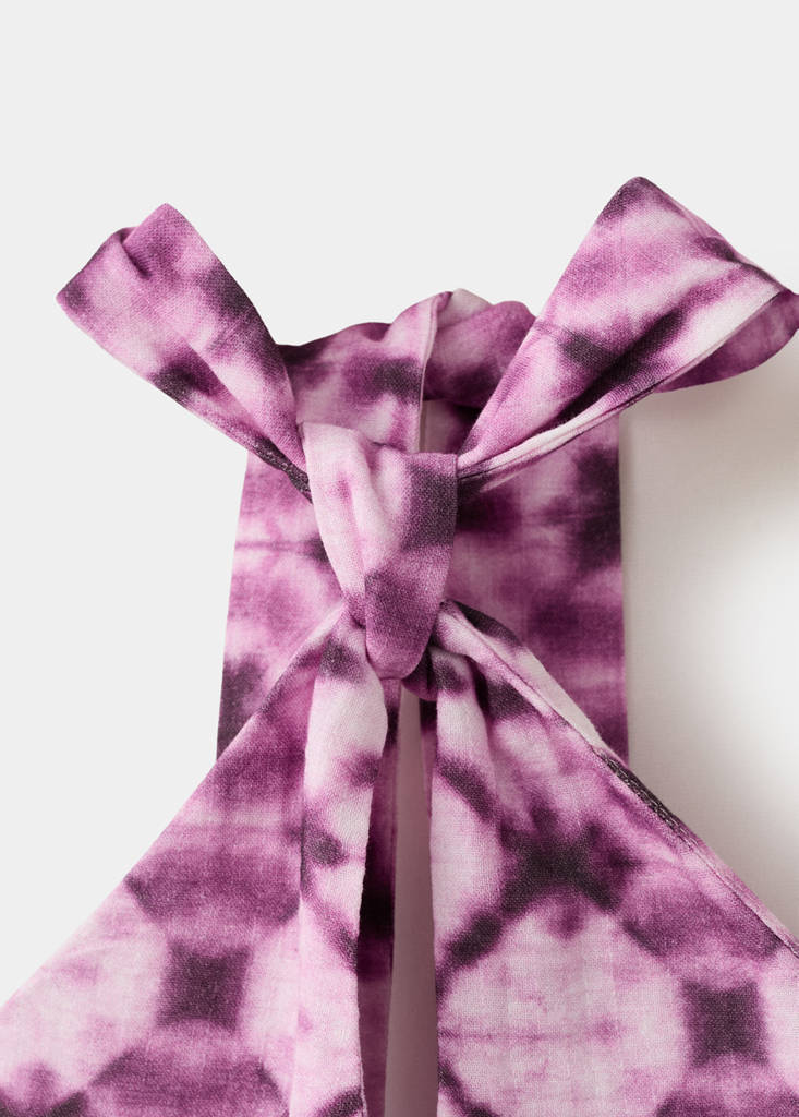 Halter neck printed knot top — Pink
