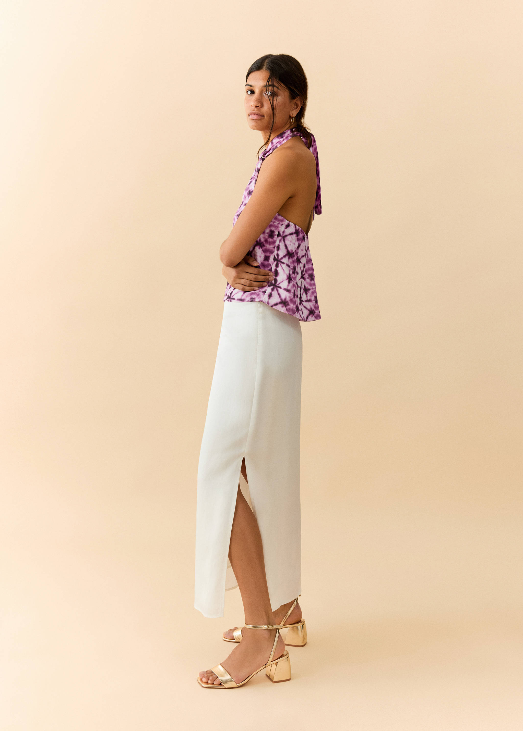 Halter neck printed knot top - Details of the article 2