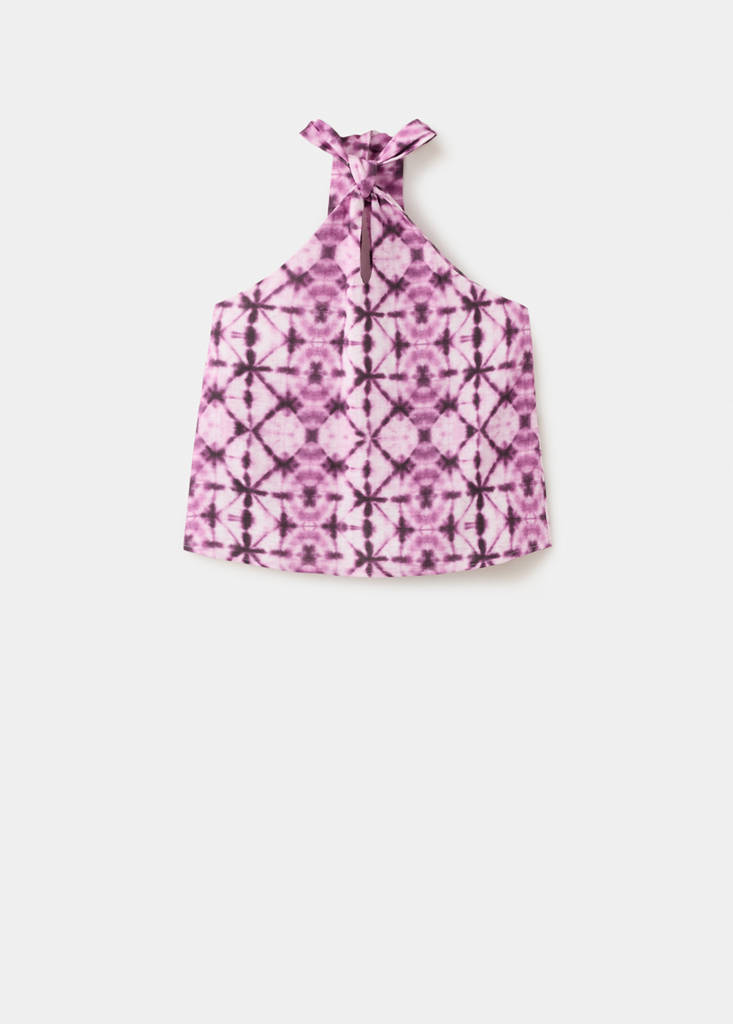 Halter neck printed knot top — Pink