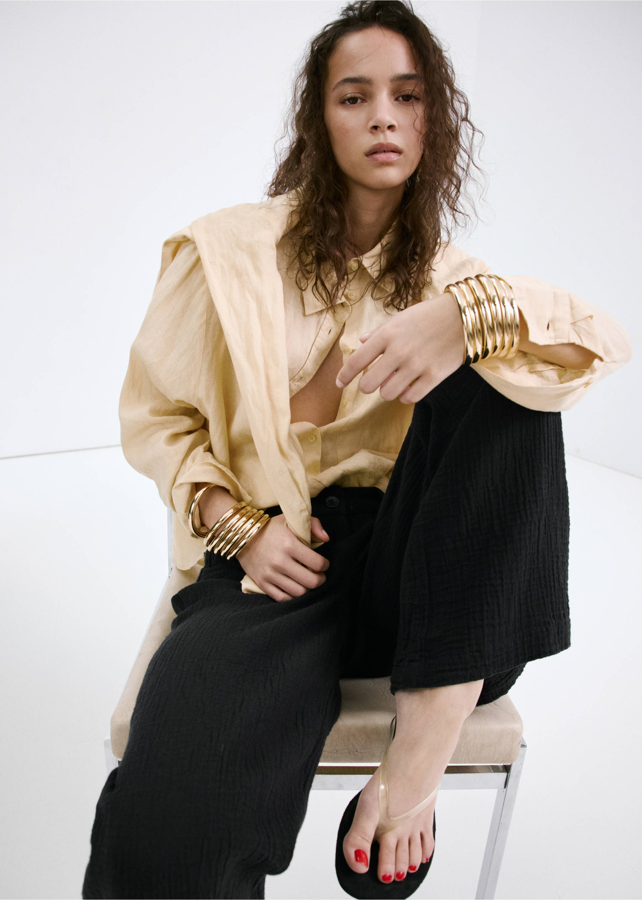 Pantalón recto bámbula tiro medio - Detalle del artículo 1, Negro. Ref: 27039055-00.