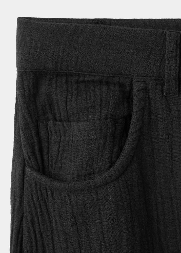 Straight-leg crinkle trousers with a mid-rise — Black