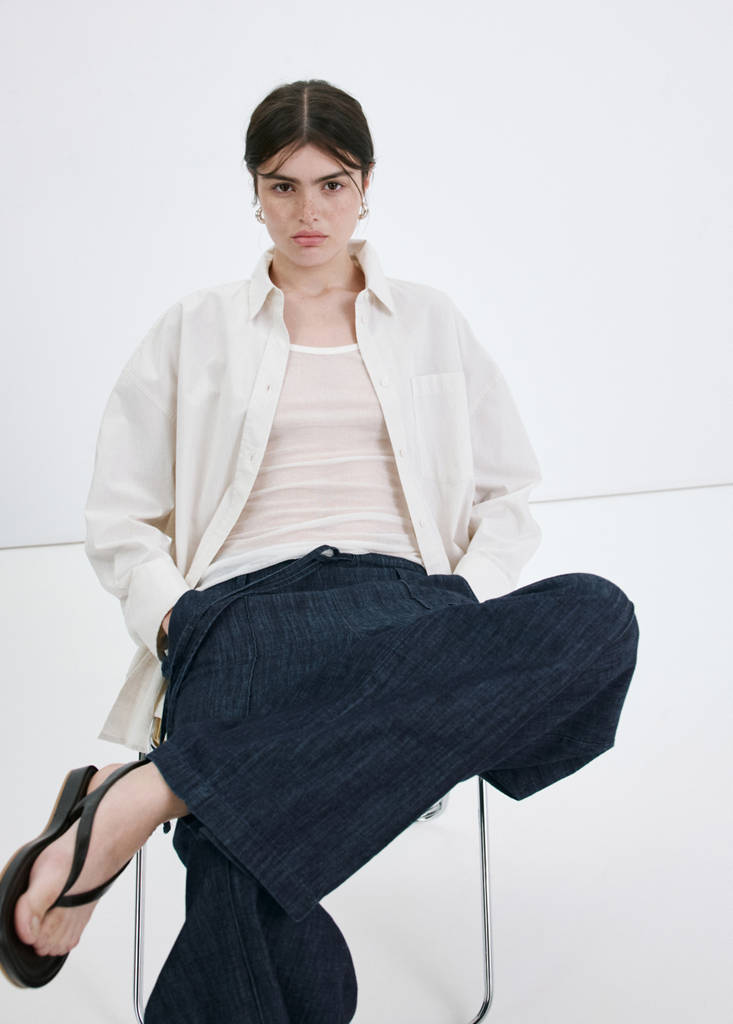 Wide leg denim trousers — Open Blue