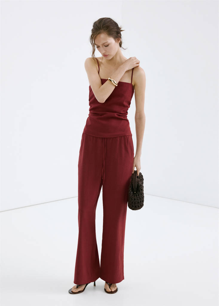 Mango Bow Straight Trousers In Multi