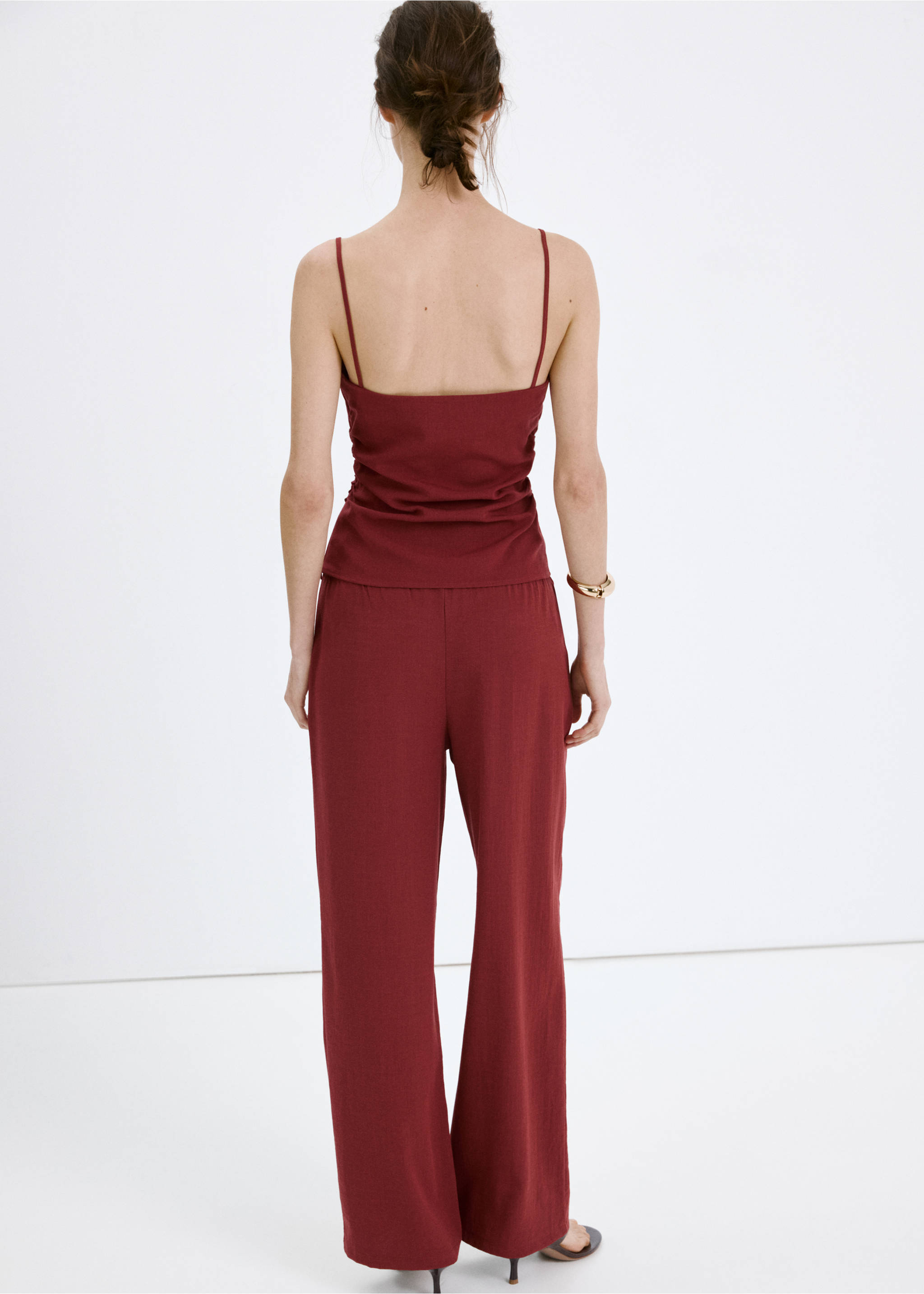 Bow straight trousers - Reverse of the article, Red. Ref: 27039057-00.