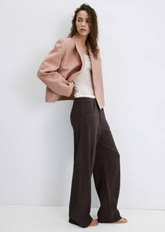 Straight-leg crinkle trousers — Chocolate 2