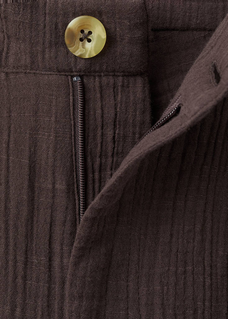 Straight-leg crinkle trousers — Chocolate