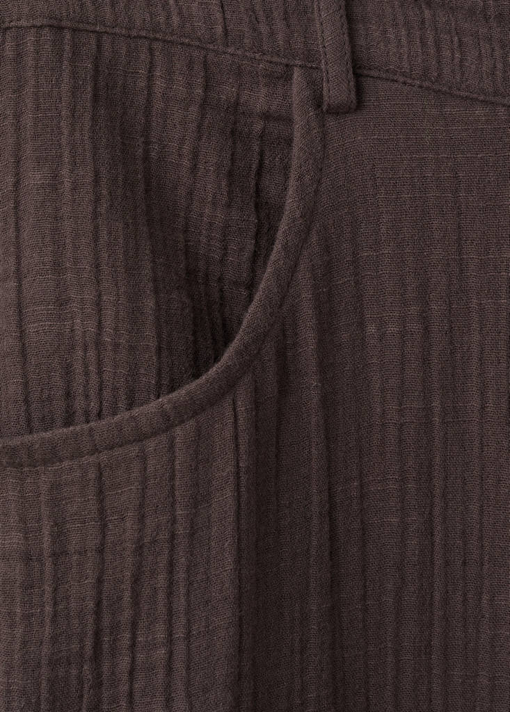 Straight-leg crinkle trousers — Chocolate