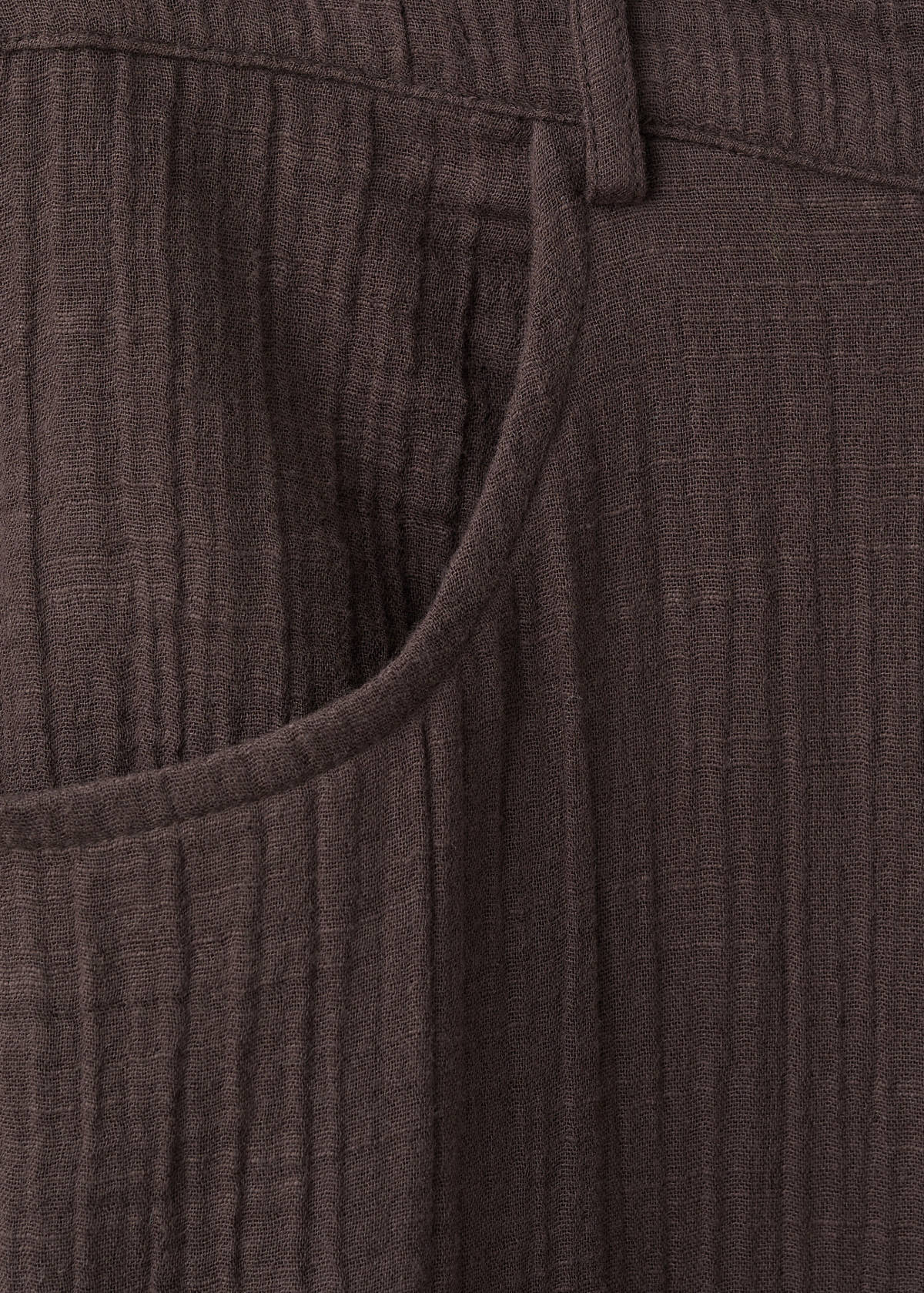 Straight-leg crinkle trousers — Chocolate