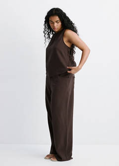 Straight-leg crinkle trousers — Chocolate 7