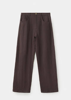 Straight-leg crinkle trousers — Chocolate 11