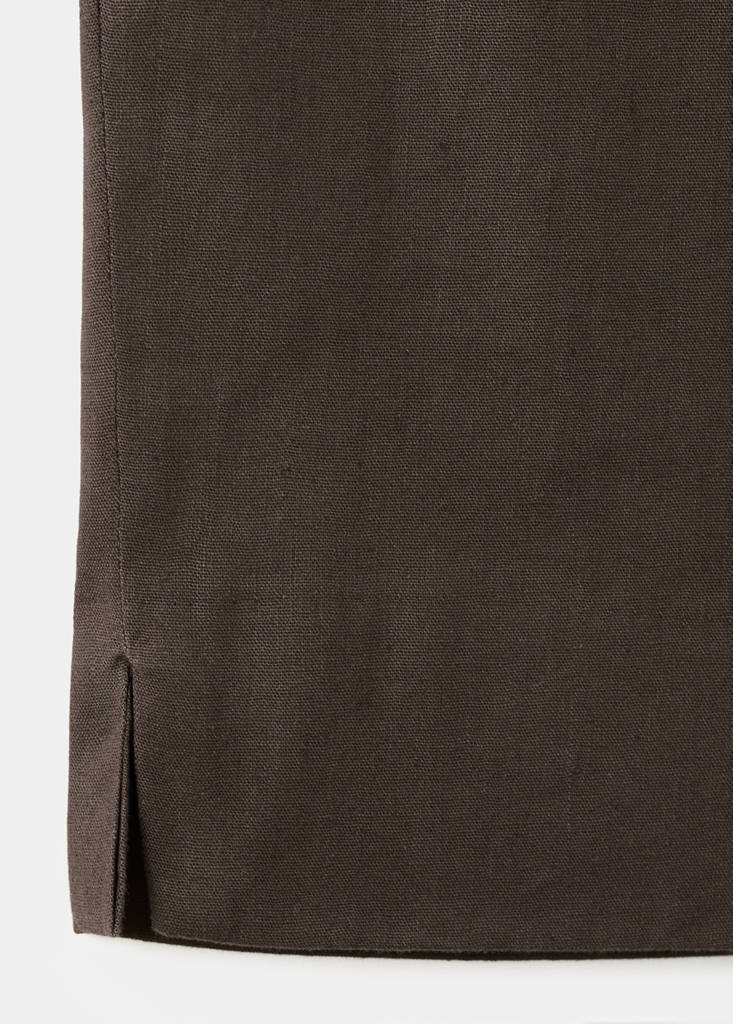 Linen capri trousers — Chocolate