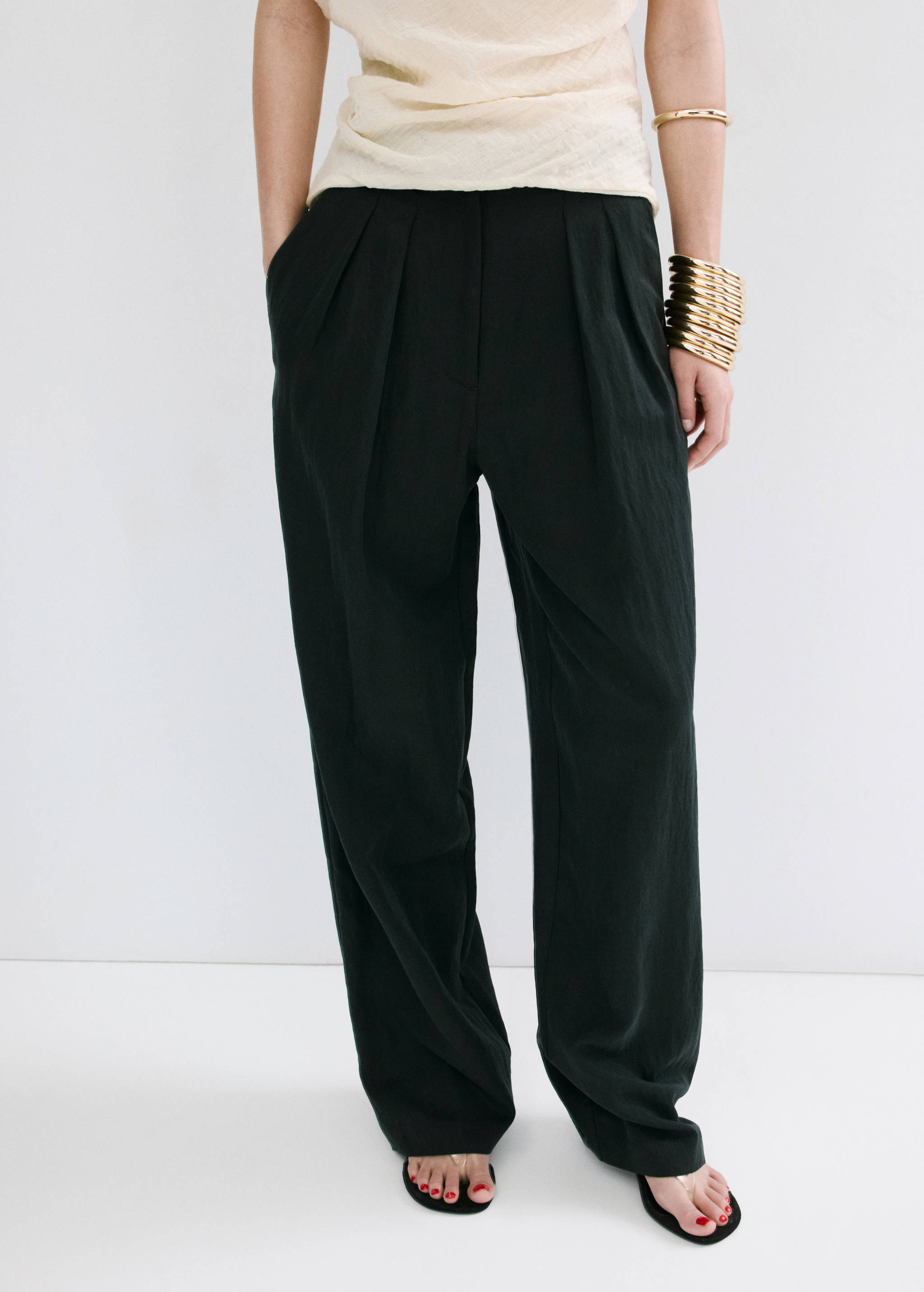 Straight-fit lyocell trousers - Medium plane