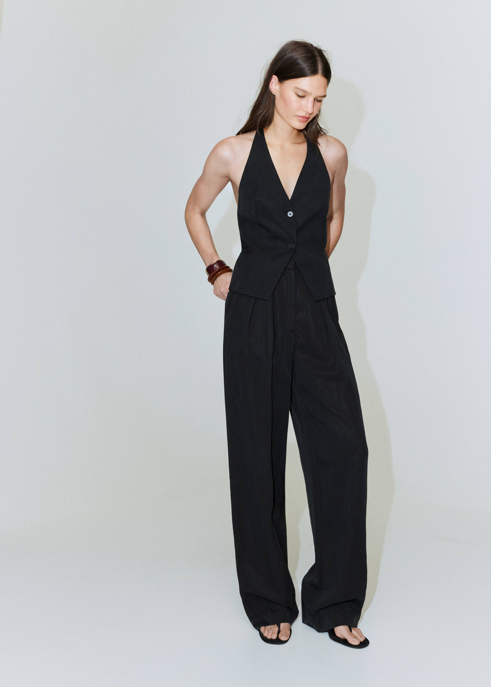 Calças retas de liocel - Plano geral