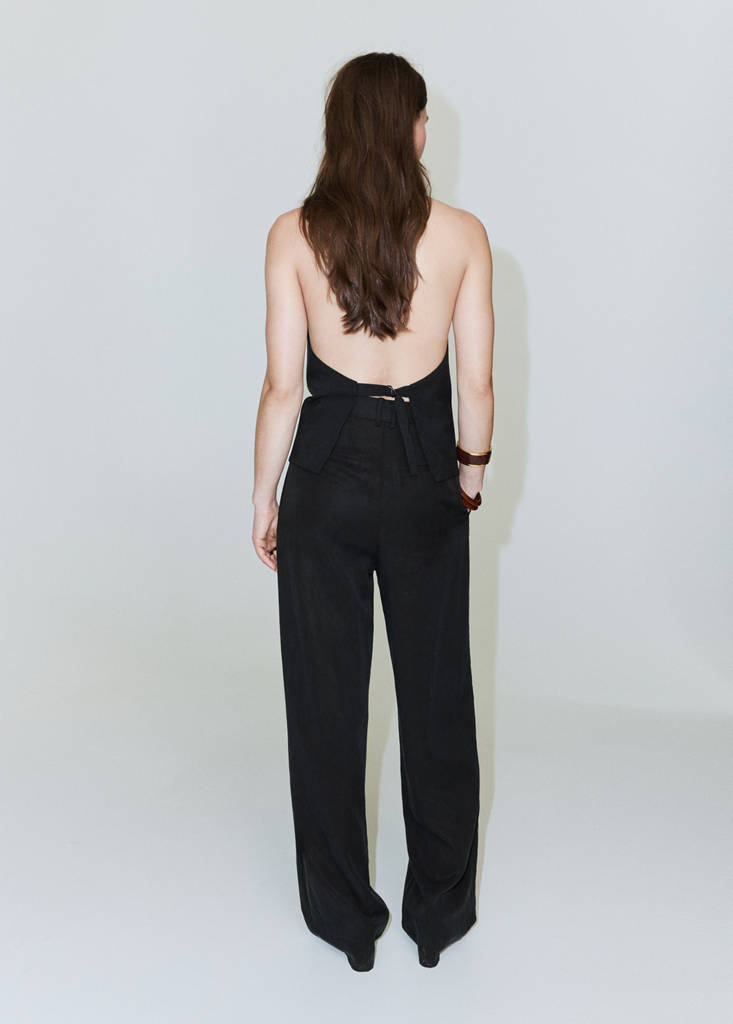 Straight-fit lyocell trousers — Black