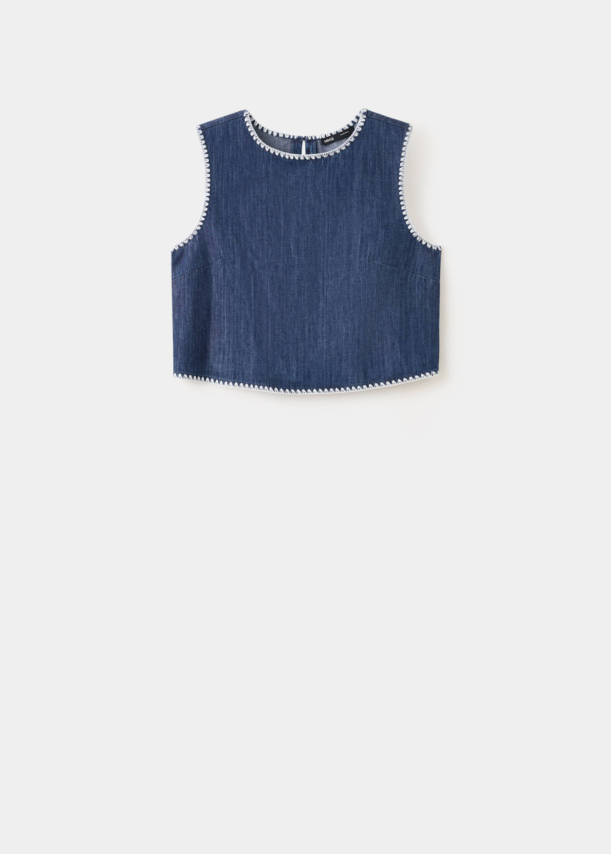 Top en denim avec passepoils contrastés - Article sans modèle