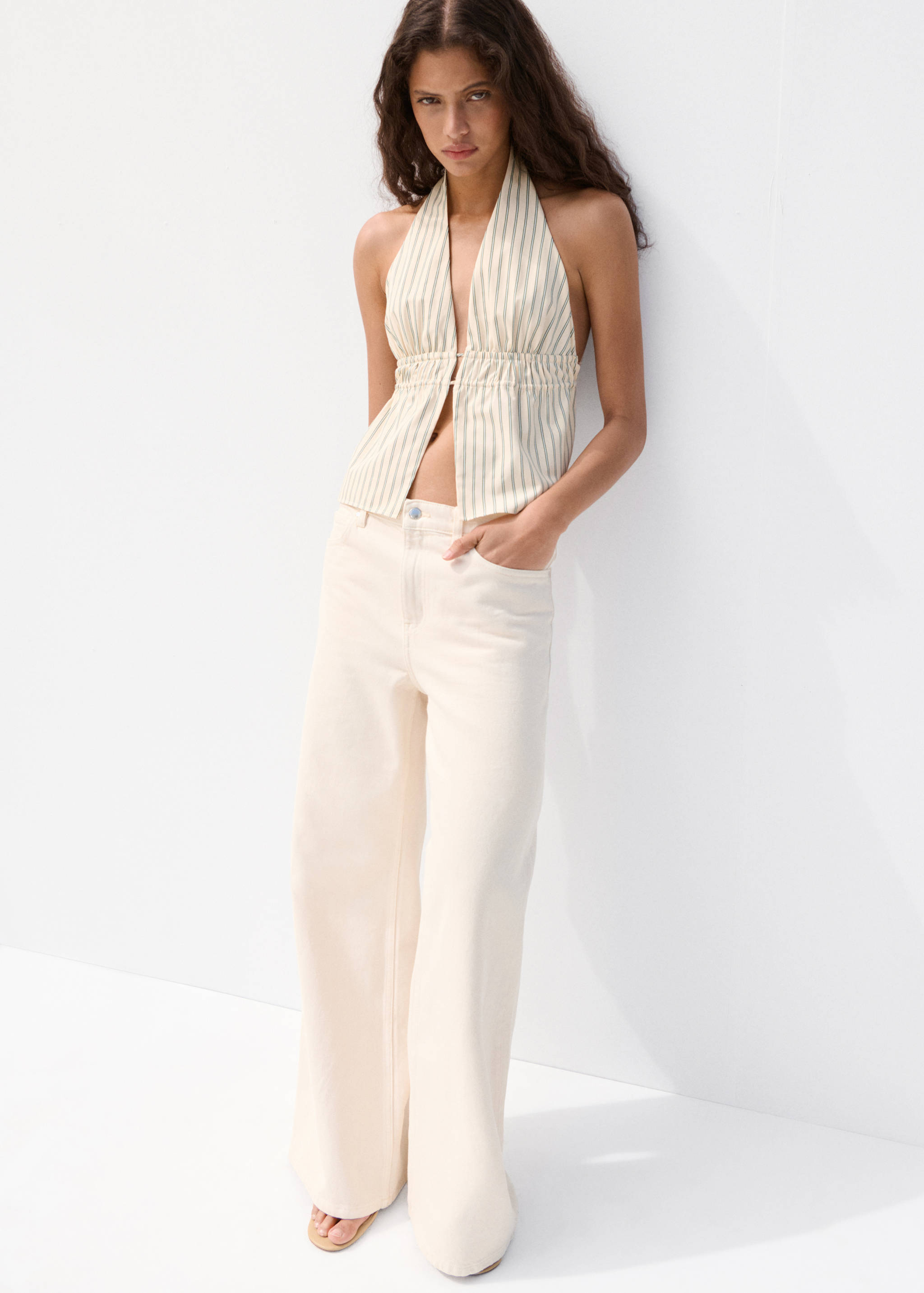 Striped halter-neck top - General plane