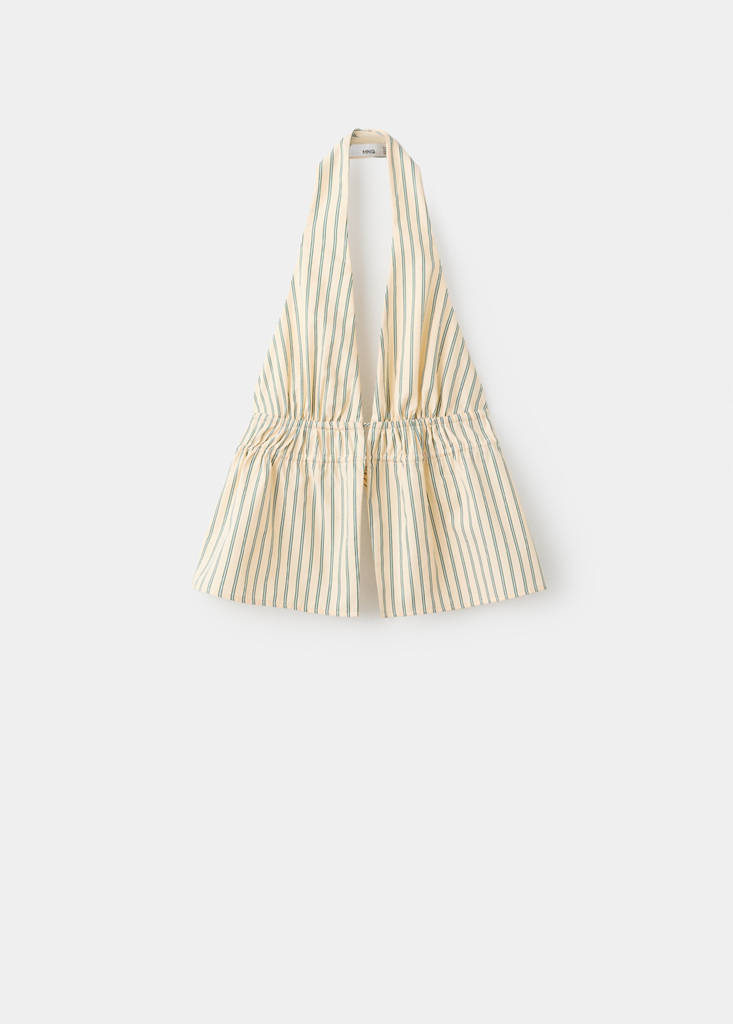 Striped halter-neck top — Yellow