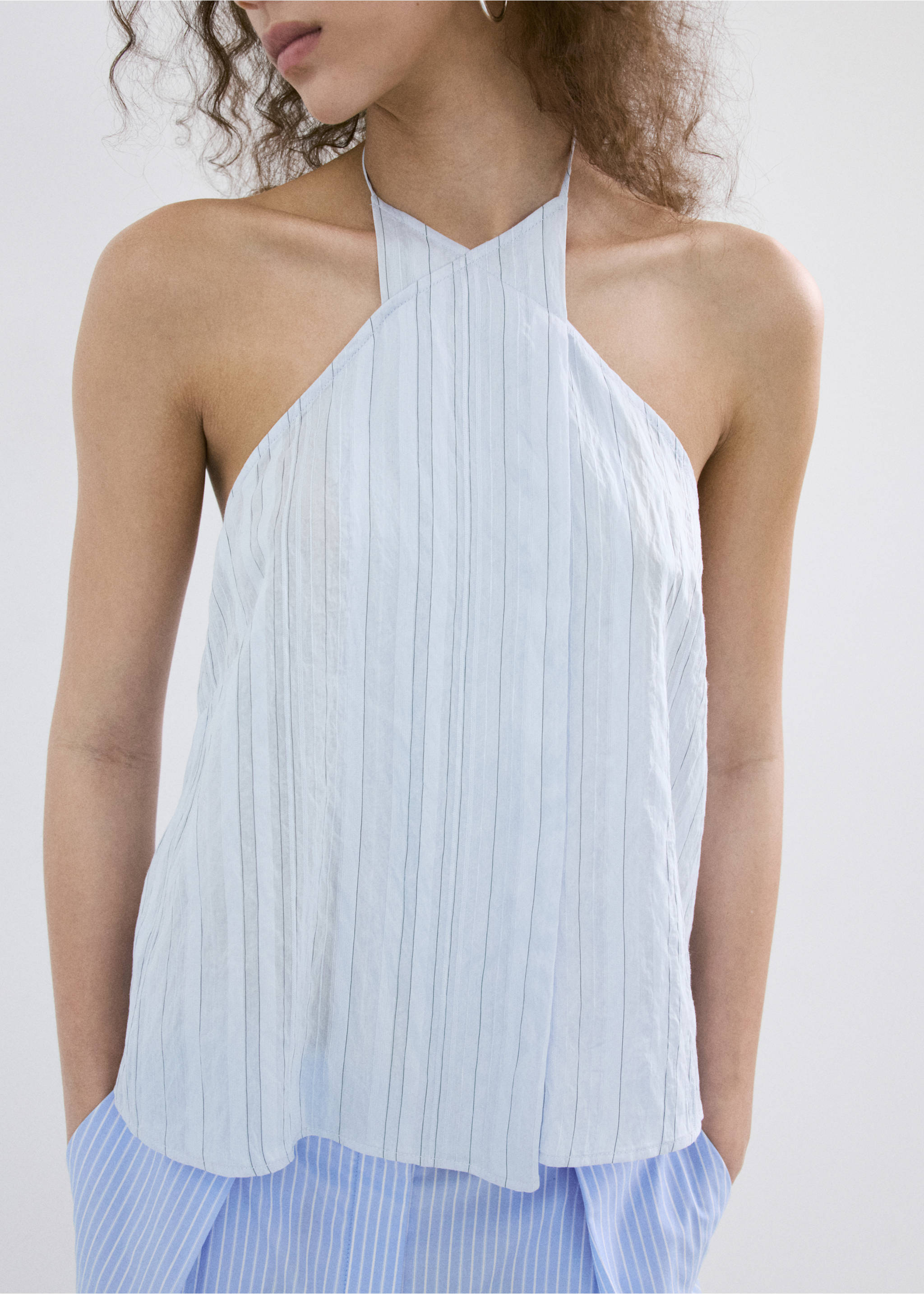 Striped crossover top - Medium plane, Blue. Ref: 27039068-00.