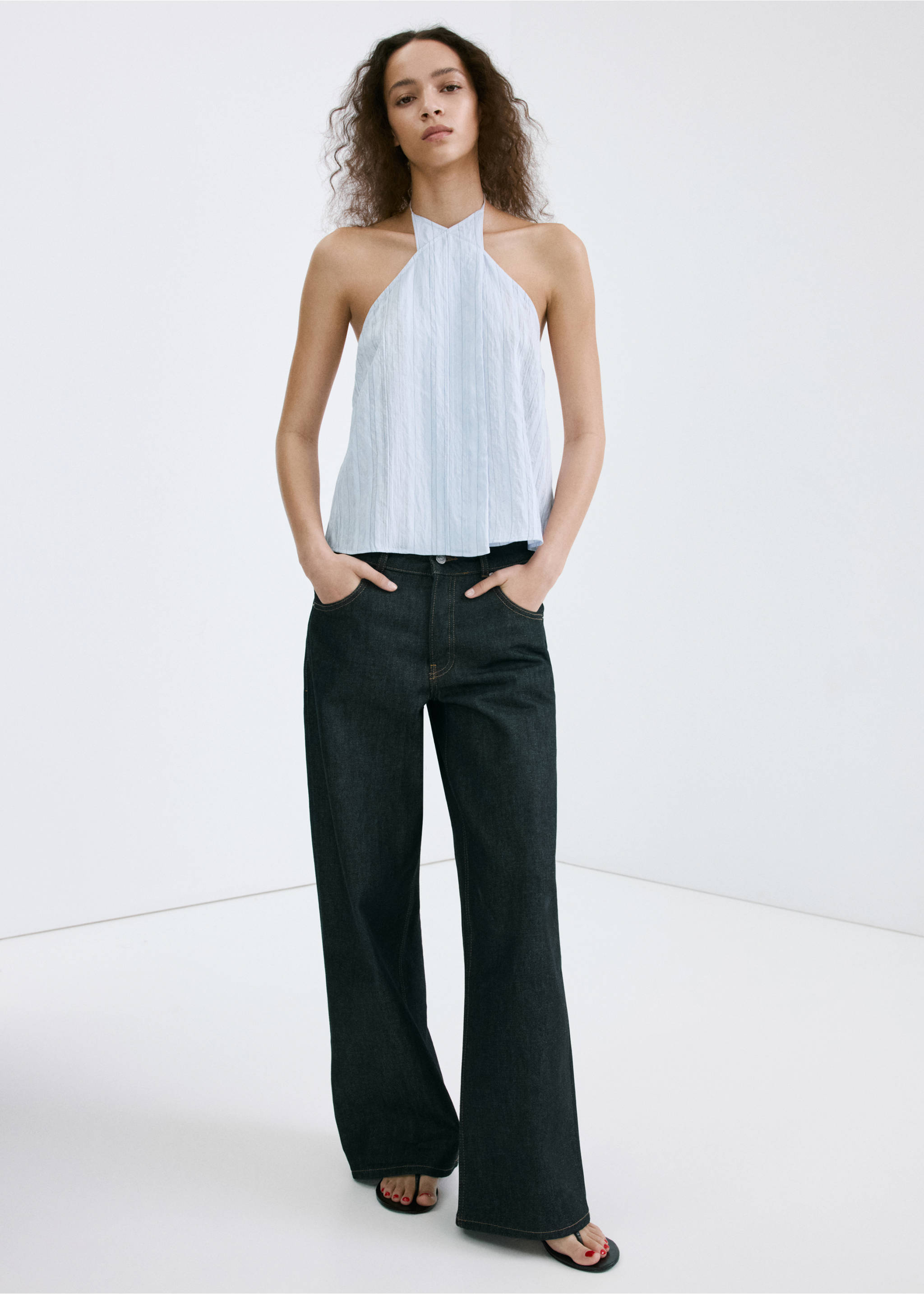 Striped crossover top - Details of the article 2, Blue. Ref: 27039068-00.