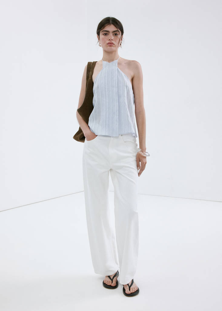 Striped crossover top — Blue