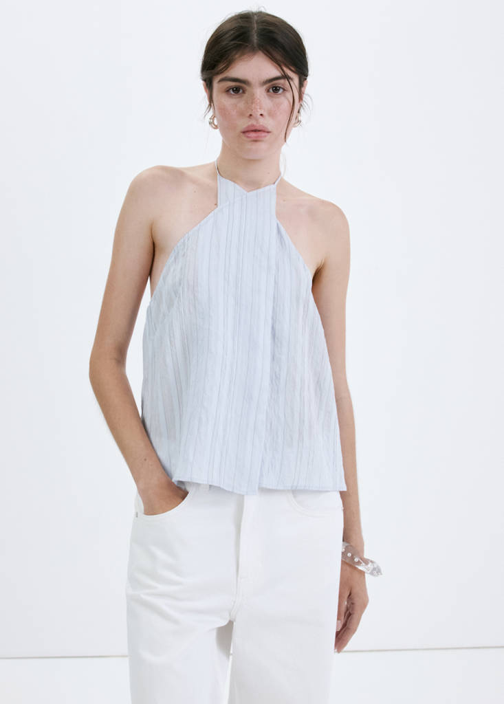 Striped crossover top — Blue