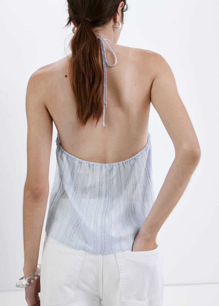 Striped crossover top — Blue