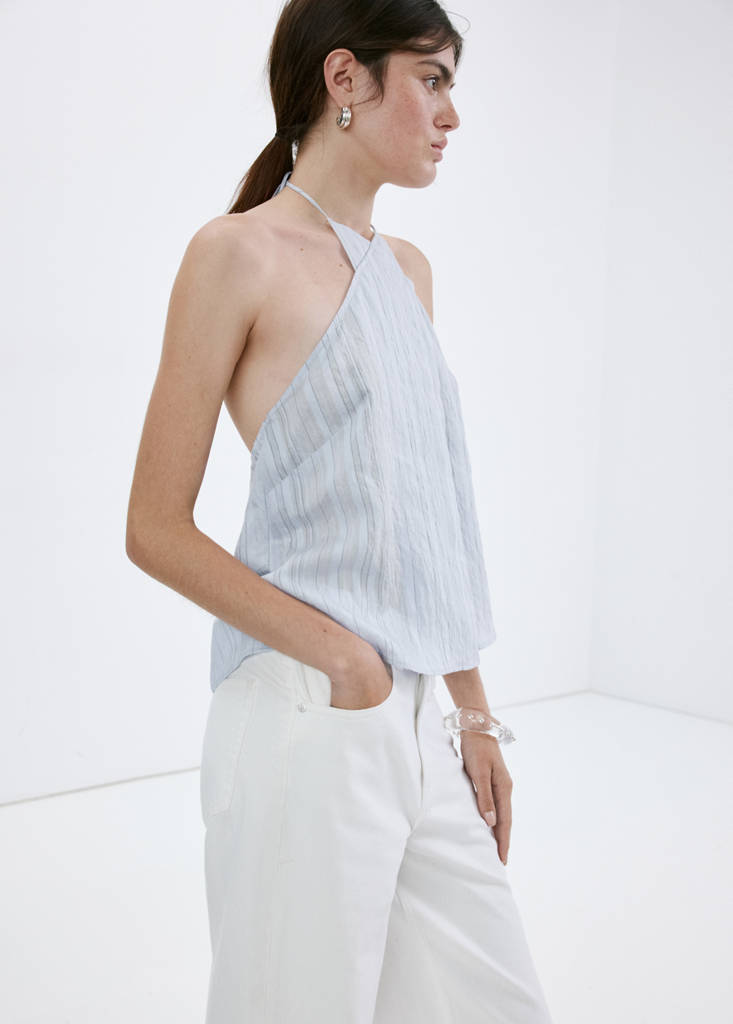 Striped crossover top — Blue