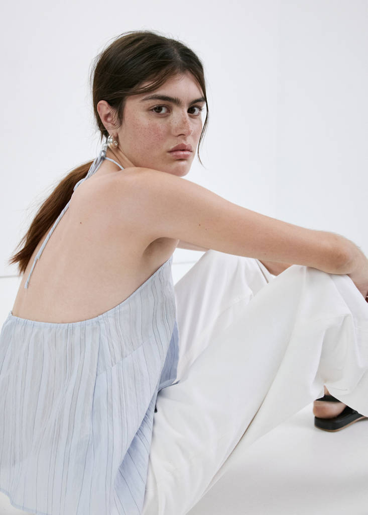 Striped crossover top — Blue