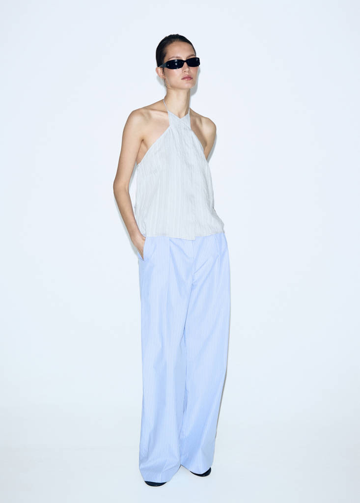 Striped crossover top — Blue