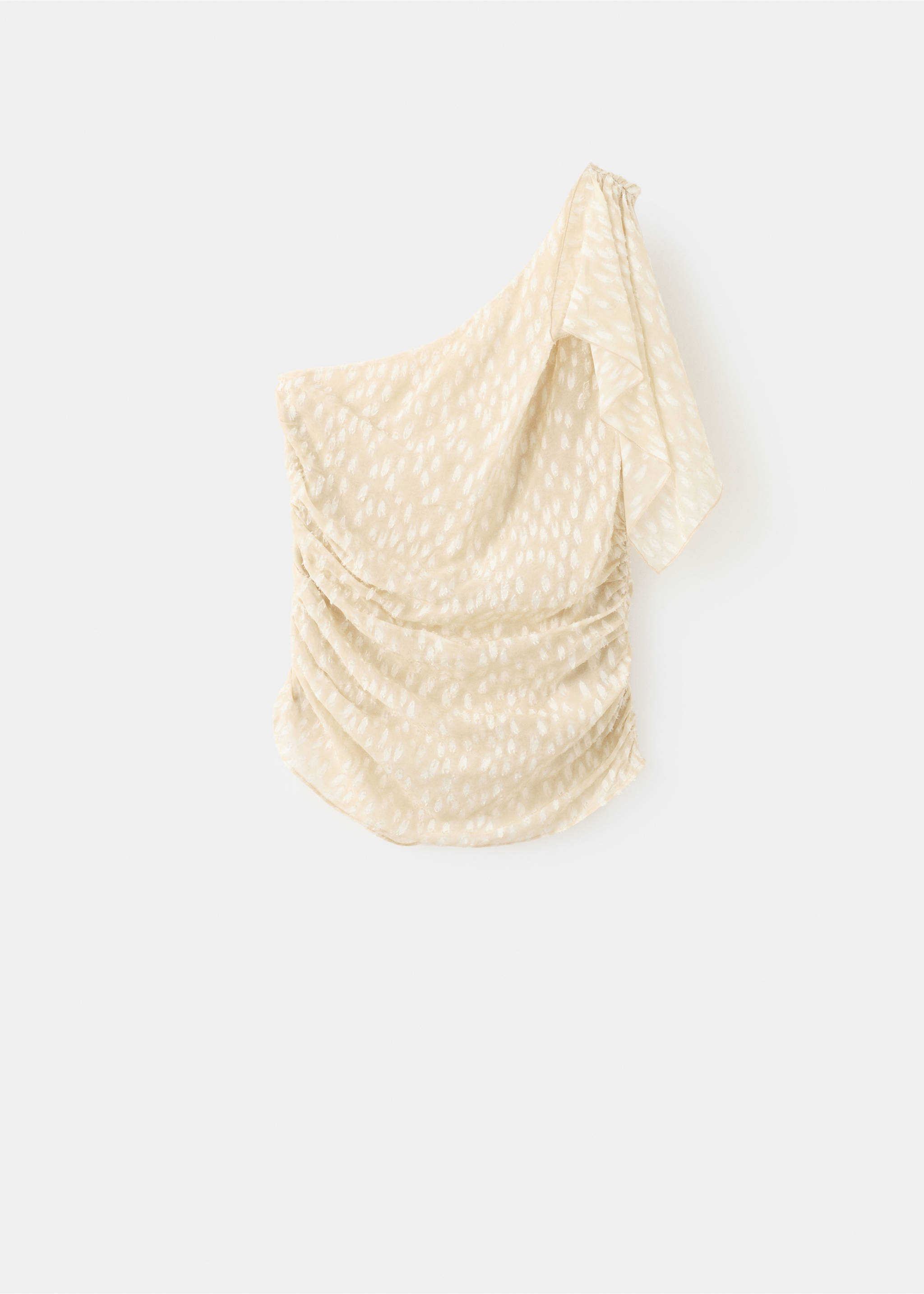 Asymmetric ruched top - Article without model, Ecru. Ref: 27039069-00.
